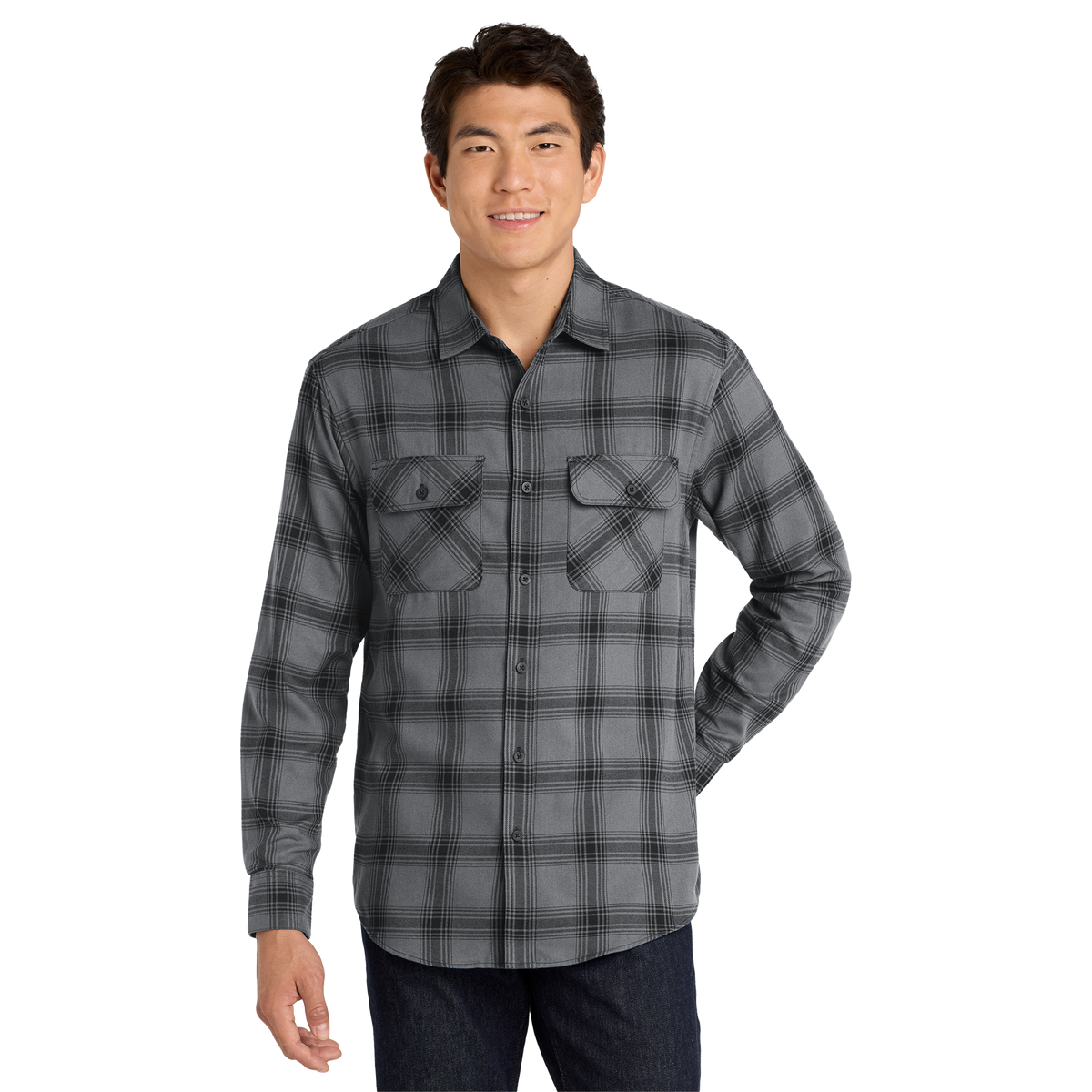Men's Flannel Shirt | W668 | Blank Plaid Flannel Shirt