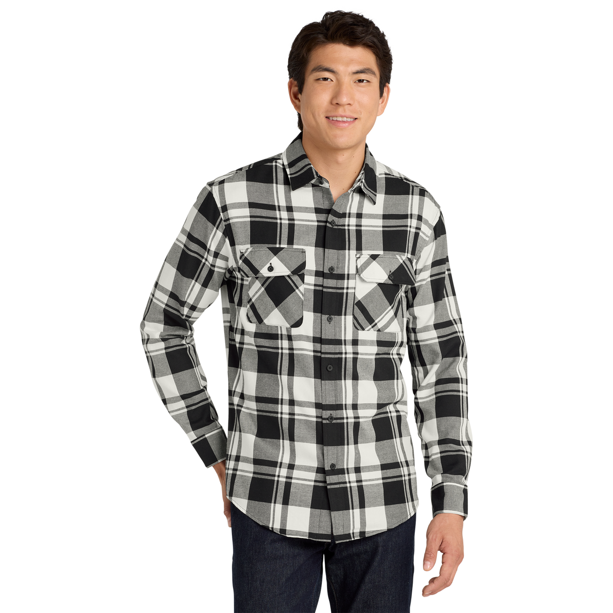 Men's Flannel Shirt | W668 | Blank Plaid Flannel Shirt