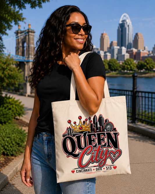 Cincinnati Queen City Tote Bag | 513 Ohio Canvas Bag | Cincinnati Gift