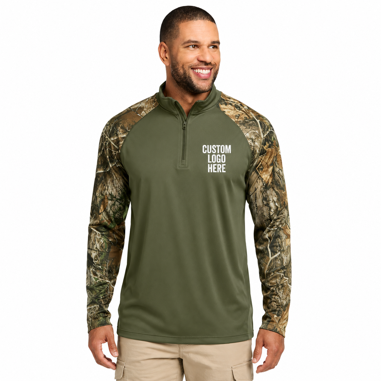 Custom Russell Outdoors™ Realtree® Color block Performance 1/4-Zip | Personalized Hunting Pullover | Custom Logo Outdoor Apparel